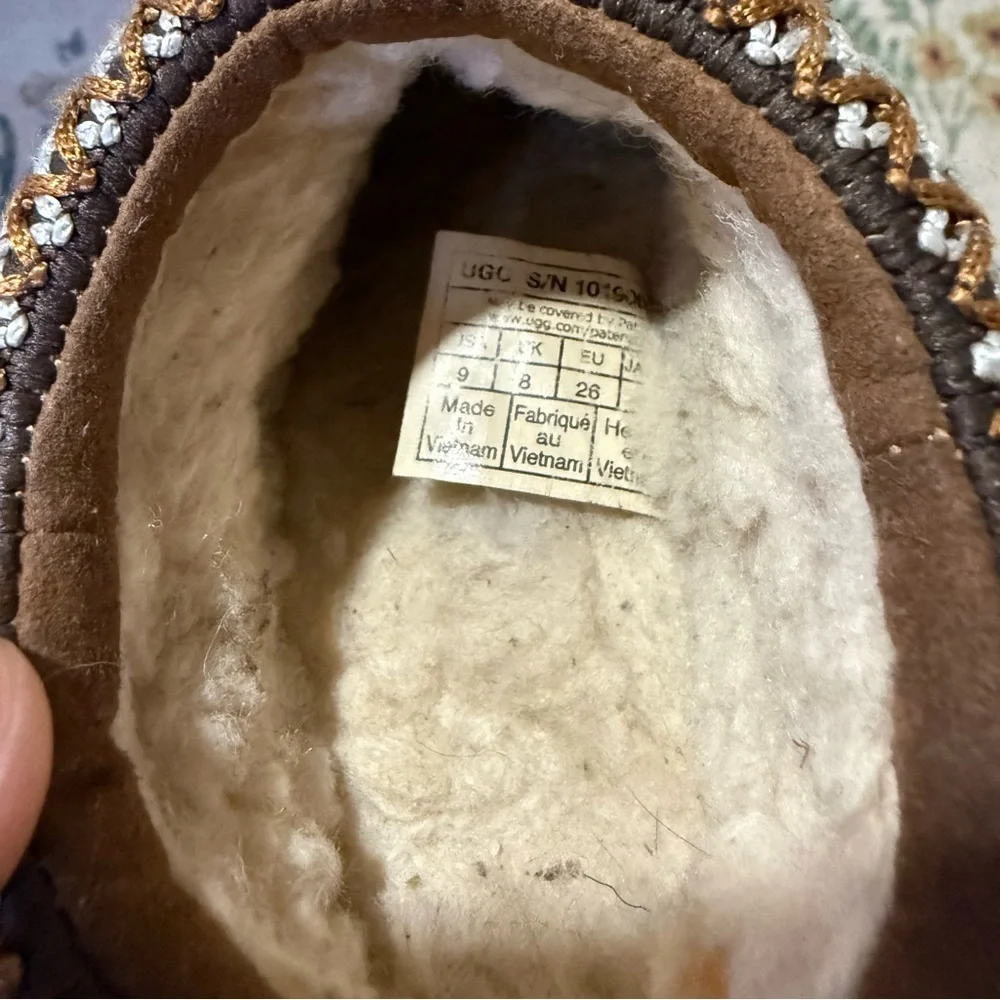 Ugg Tasman toddler chestnut Brown Suede Slip-On Slippers 9